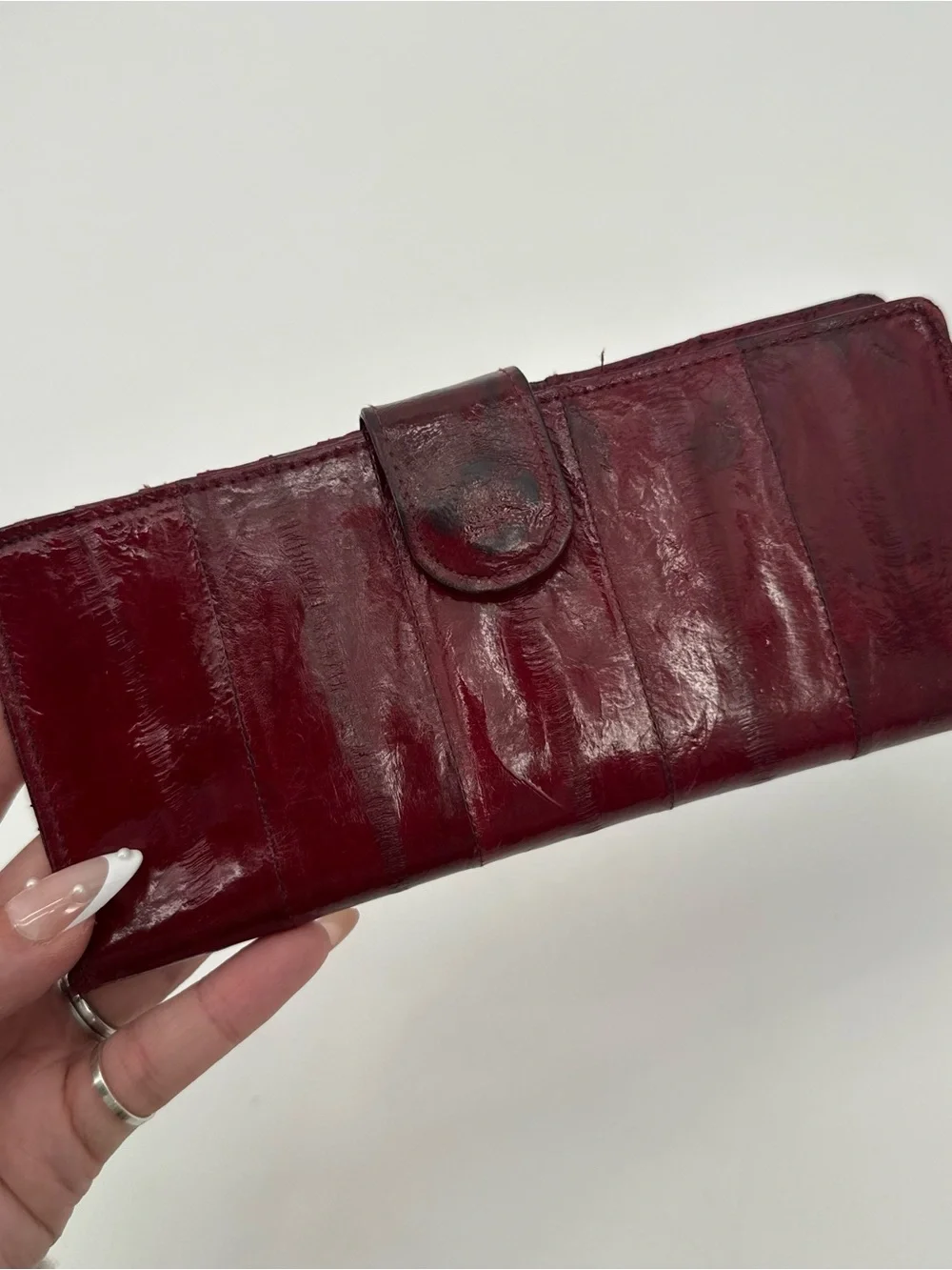 Lee Sands Red Eel Skin Vintage Wallet Korea